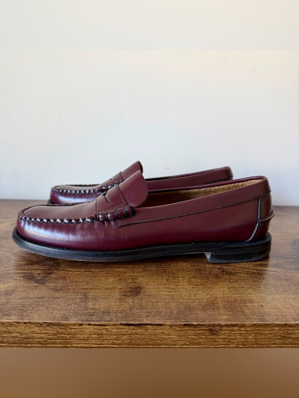 Sebago Classic Dan Penny Loafers Womens Size 9 Burgundy Leather Slip On Shoes